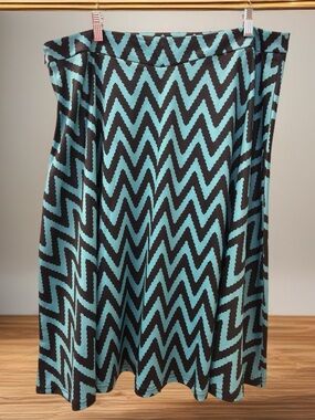 Chevron Midi Skirt in Teal and Black Women’s 3XL